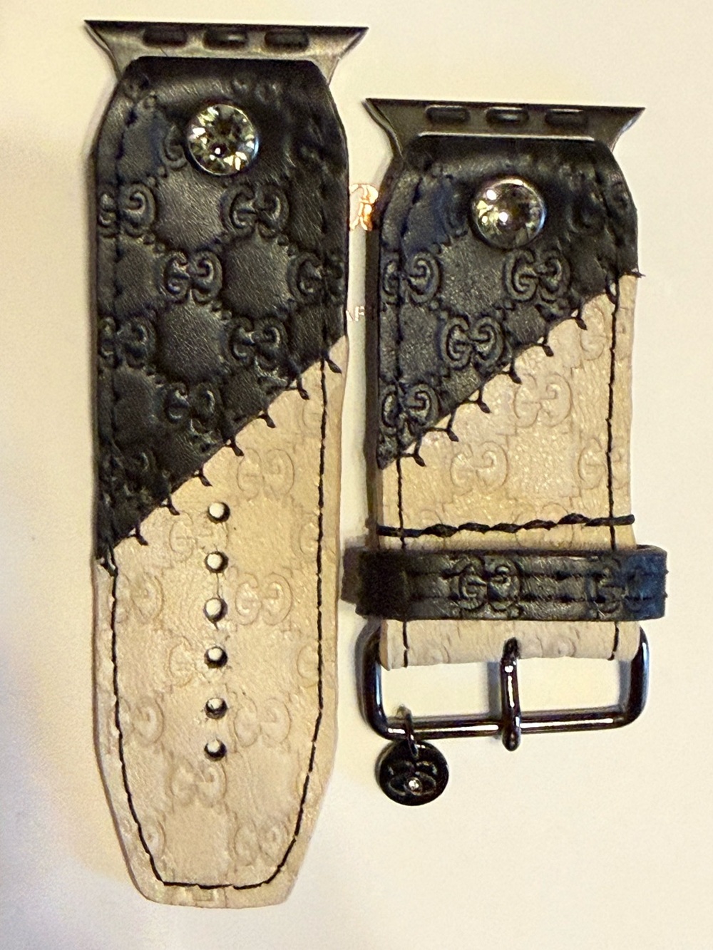 Spark*l bands - Size 2 Gucci Custom Patchwork Stone & Black Watchband